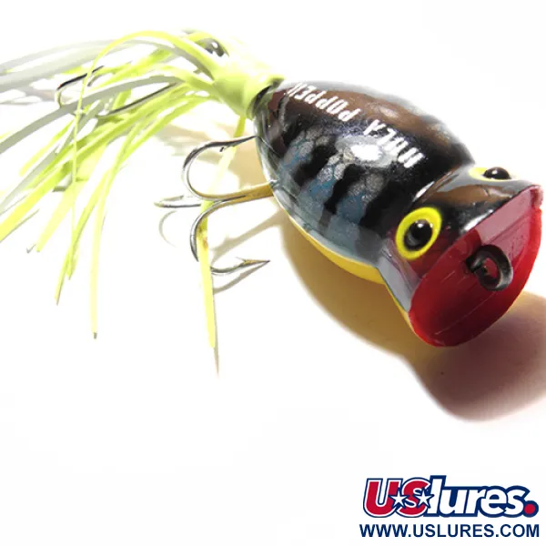 Fred Arbogast Hula Popper Esca Superficie, Verde/Giallo/Rosso, 7.5g, #0074