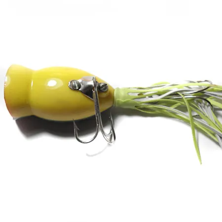 Fred Arbogast Hula Popper Esca Superficie, Verde/Giallo/Rosso, 7.5g, #0074