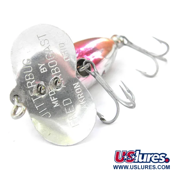 Fred Arbogast Jitterbug Esca Topwater, Black/Nickel/Pink, 7g, #0085