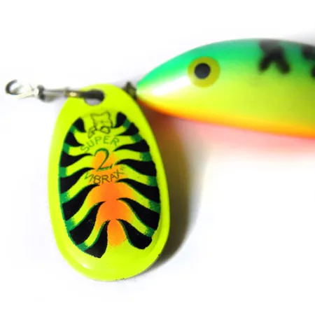 Blue Fox Super Vibrax 2 Minnow Rotante, Verde/Giallo/Arancio, 8g, #0227