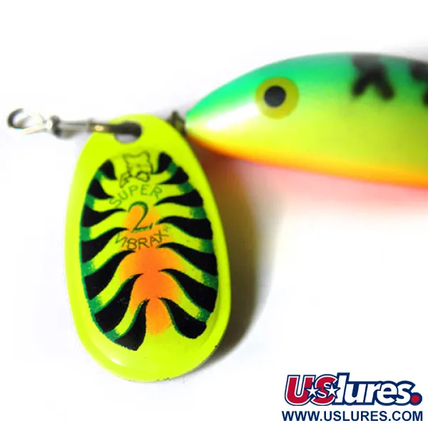Blue Fox Super Vibrax 2 Minnow Rotante, Verde/Giallo/Arancio, 8g, #0227