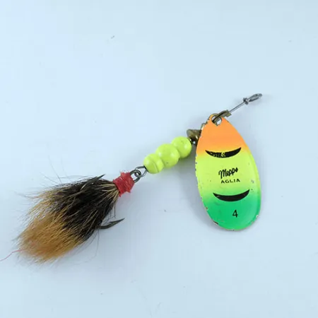 Mepps Aglia Fluo 4 dressed Cucchiaino, Ottone/Fluo, 10g, #1085