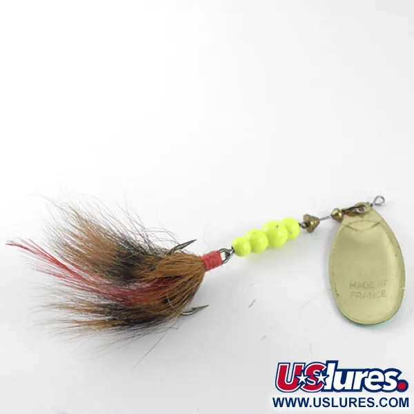 Mepps Aglia Fluo 5 dressed Rotante, Ottone/Fluo, 12g, Mosca, #1122