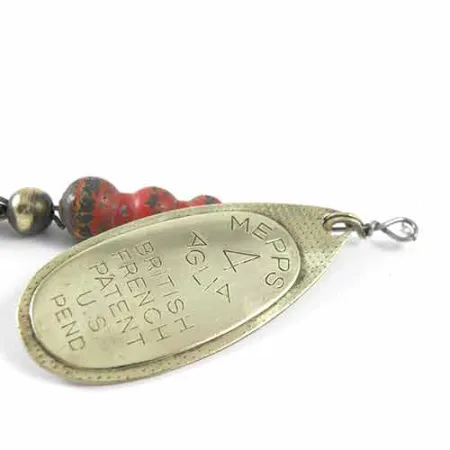 Mepps Aglia 4 Cucchiaino, Ottone, 9g, perline maculate, #1347