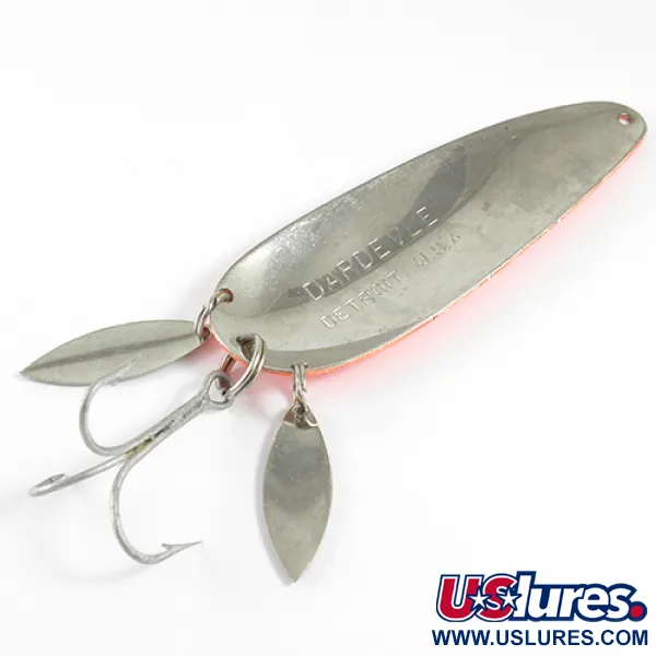 Eppinger Dardevle Klicker Ondulante, Arancio Fluo/Nichel, 28g, Doppia Paletta, #1599