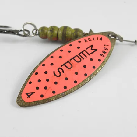 Mepps Aglia Long 4 Cucchiaino, Ottone/Arancio, 17g, Foglia Salice, #1703