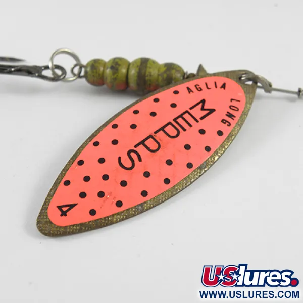 Mepps Aglia Long 4 Cucchiaino, Ottone/Arancio, 17g, Foglia Salice, #1703