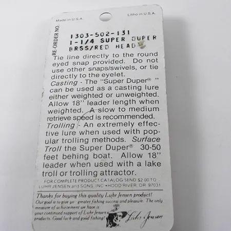 Luhr Jensen Super-Duper 502 Ondulante, Oro / Rosso, 2,5g, #1878