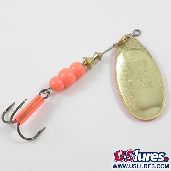Mepps Aglia Hot 4 Rotante, Arancio Fluo/Oro, 9g, Vintage, #1914