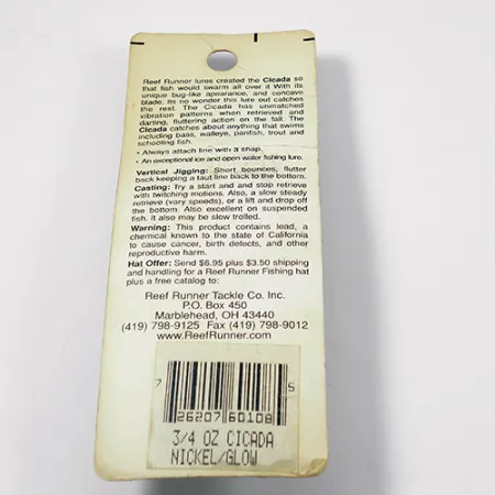 Reef Runner Cicada Blade Bait, Nickel, 21g, Vertical Jigging, #1971