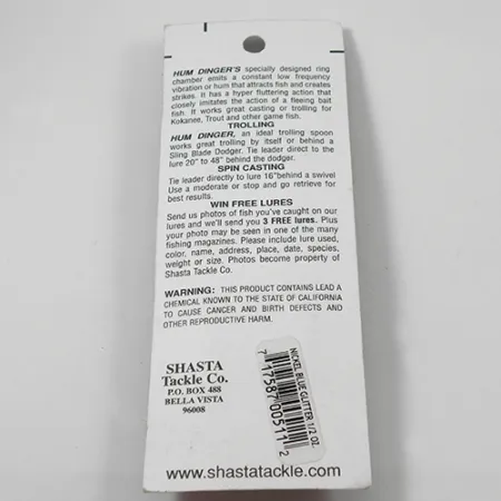 Shasta Humdinger Cucchiaino Traina, Nichel / Blu, 14g, #2049