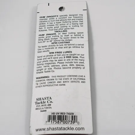 Shasta Humdinger UV Ondulante, Red Tiger / Nickel / Rosso, 4g, #2050