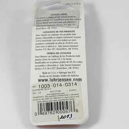 Luhr Jensen Krocodile Die #3 Cucchiaino, Rainbow Trout, 10g, USA, #2073