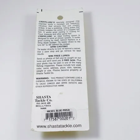 Shasta Cripplure Cucchiaino, Nichel/Blu, 7g, Camera vibrante, #2103