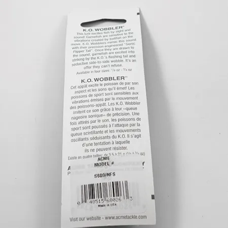 Acme K.O. Wobbler UV Cucchiaino, Nickel/UV, 21g, Effetto UV, #2216