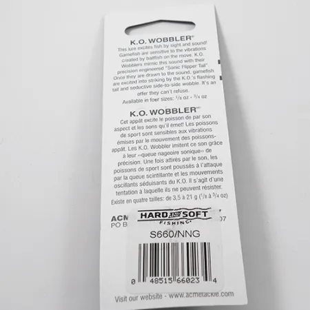 Acme K.O. Wobbler Cucchiaino, Nickel / Green, 7g, Sonic Flipper Tail, #3025