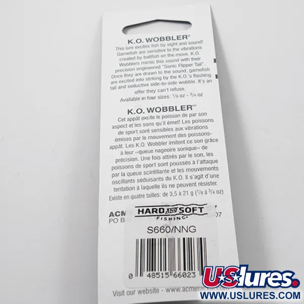 Acme K.O. Wobbler Cucchiaino, Nickel / Green, 7g, Sonic Flipper Tail, #3025