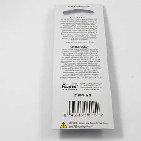 Acme Little Cleo Ondulante, Rosso / Bianco, 3,5g, profilo a gobba, #2218