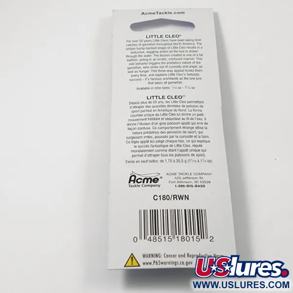 Acme Little Cleo Ondulante, Rosso / Bianco, 3,5g, profilo a gobba, #2218