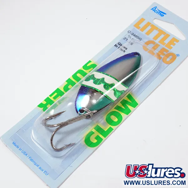 Acme Little Cleo Glow Ondulante, Blu-Verde, 21g, UV-reattivo, #C340TSG/BGD