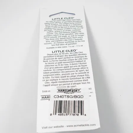 Acme Little Cleo Glow Ondulante, Blu-Verde, 21g, UV-reattivo, #C340TSG/BGD