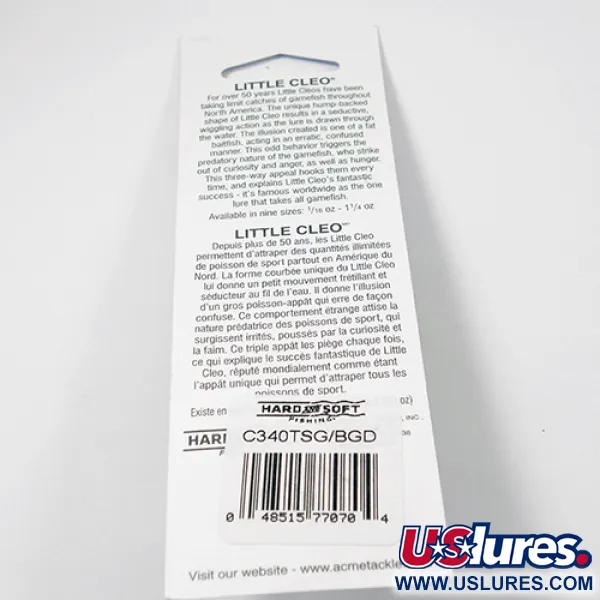 Acme Little Cleo Glow Ondulante, Blu-Verde, 21g, UV-reattivo, #C340TSG/BGD