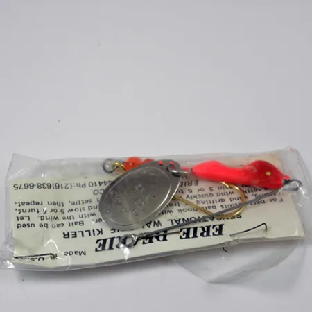 Erie Dearie Walleye Killer Spinner, Nichel / Rosso, 9g, Vintage, #2226