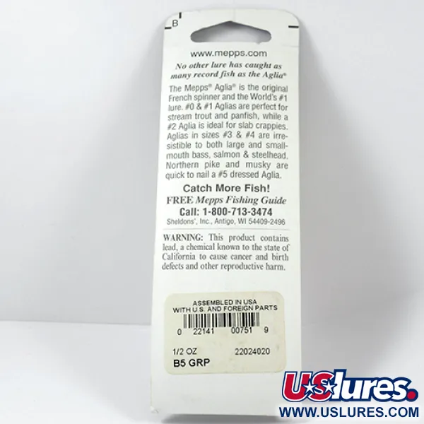 Mepps Aglia 5 Cucchiaino, Platinum Green, 14g, Tubicino Orange, #2281