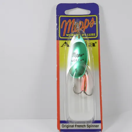 Mepps Aglia 5 Cucchiaino, Platinum Green, 14g, Tubicino Orange, #2281