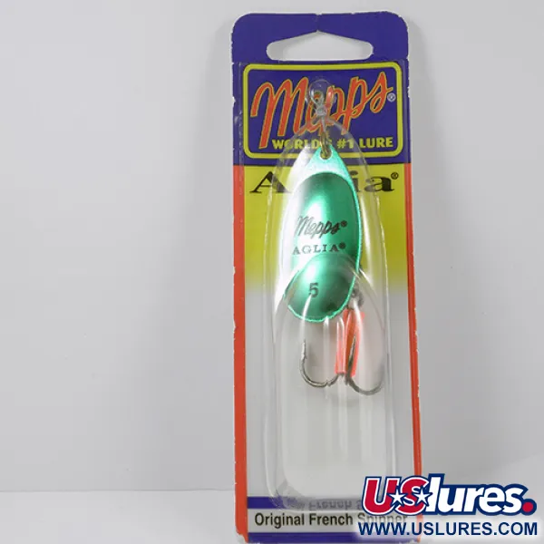 Mepps Aglia 5 Cucchiaino, Platinum Green, 14g, Tubicino Orange, #2281