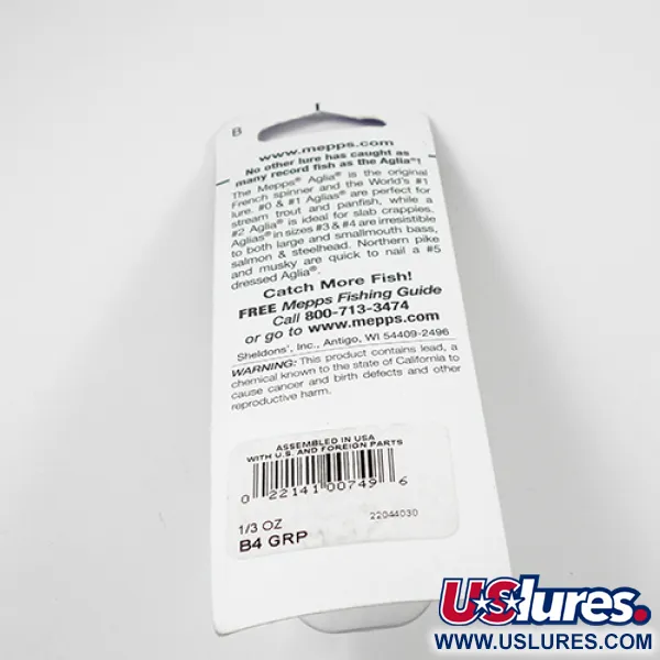 Mepps Aglia 4 Platinum Cucchiaino, Platinum Green, 9g, Made in USA, #2362