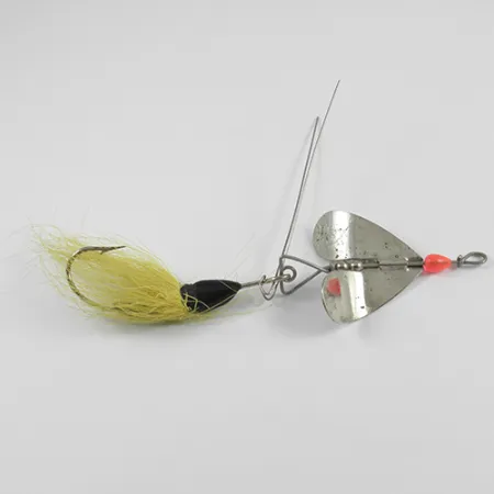 Blue Fox Cucchiaino, Nickel/Giallo/Bucktail, 14g, Antialga, #2393