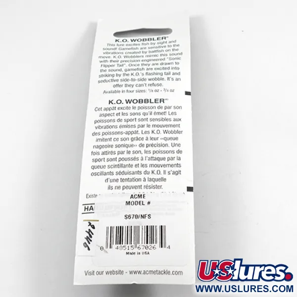 Acme K.O. Wobbler UV Ondulante, Nichel/UV Orange, 14g, UV-attivo, #2446