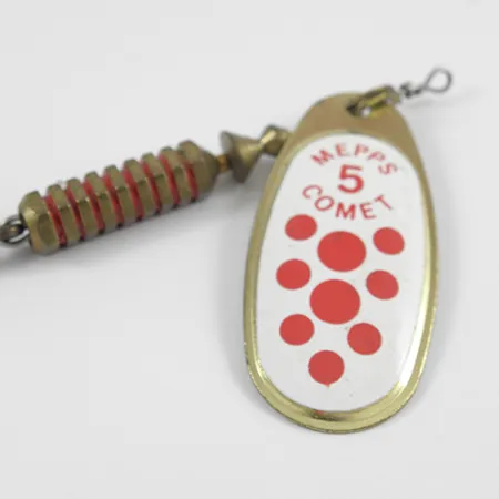 Mepps Comet 5 Dressed Cucchiaino, Bianco/Rosso/Ottone, 13g, Amo intercambiabile #2567