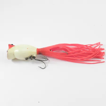 Fred Arbogast Hula Popper Esca Topwater, Rosso/Bianco, 8g, Gonna, #2577