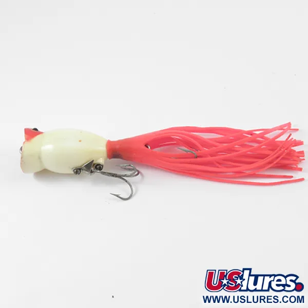 Fred Arbogast Hula Popper Esca Topwater, Rosso/Bianco, 8g, Gonna, #2577