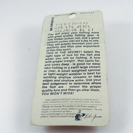 Luhr Jensen Little Jewel Ondulante, Nickel/Blu, 14g, Vintage, #2883