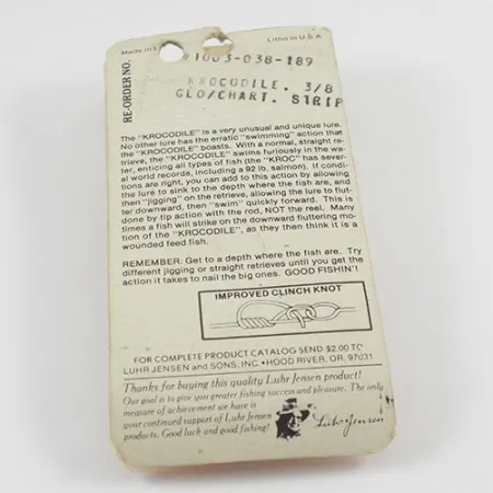 Luhr Jensen Krocodile Die #3 Glow, Bianco/Giallo, 14g, Ondulante, #2935