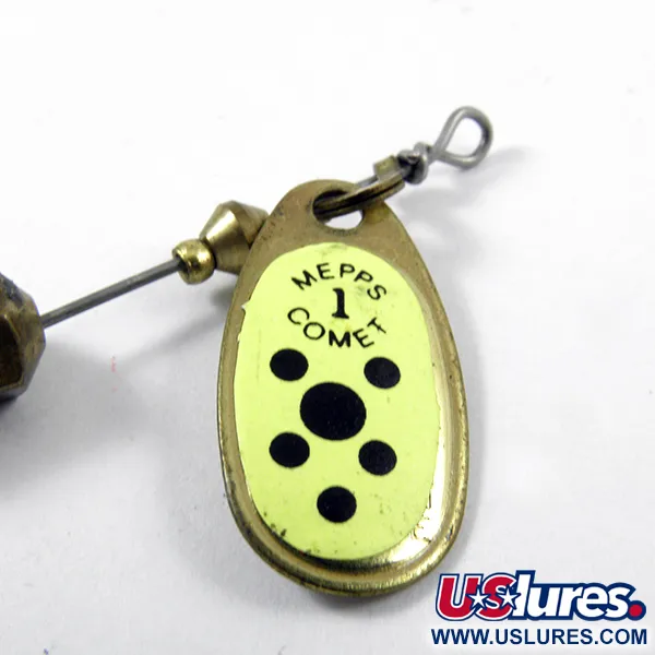 Mepps Comet 1 Cucchiaino, Ottone / Giallo, 3,5g, Trailer flessibile, #3169