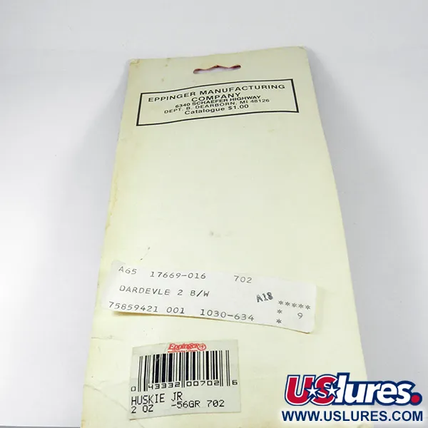 Cucchiaino Dardevle Huskie Junior, Nero/Bianco/Nickel, 58g, #3537