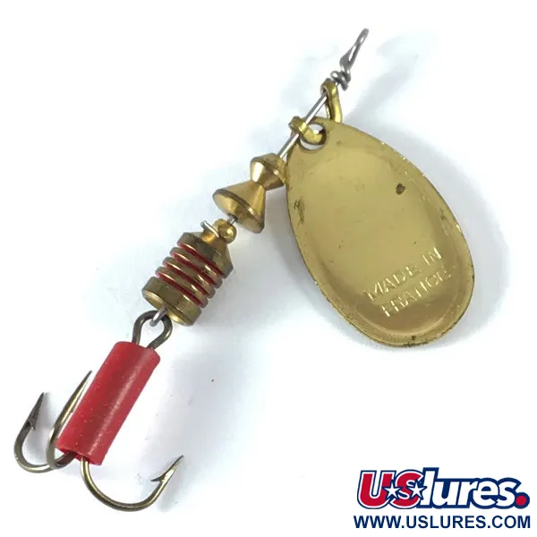 Mepps Aglia 2 Cucchiaino, Rosso/Bianco/Ottone, 4,5g, Pala Ottone, #3651