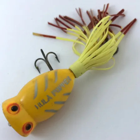 Fred Arbogast Hula Popper Esca Topwater, Yellow, 8g, Vintage, #3798
