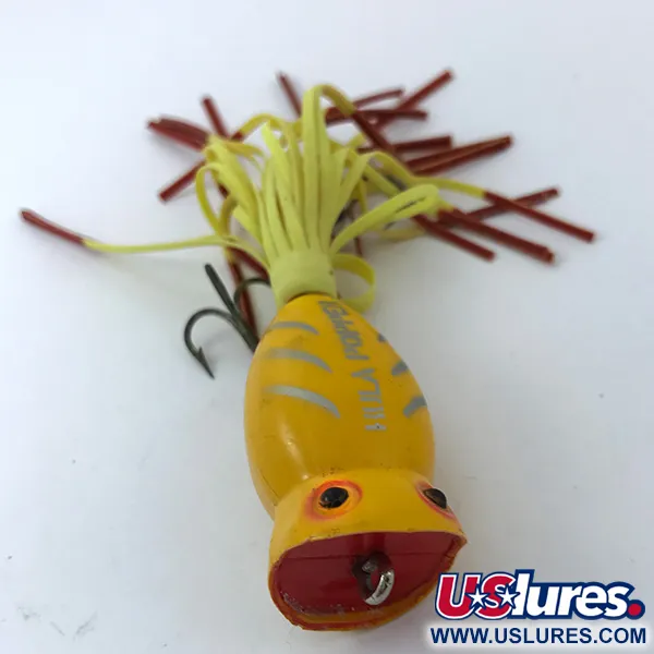 Fred Arbogast Hula Popper Esca Topwater, Yellow, 8g, Vintage, #3798