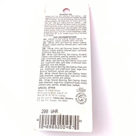 Worden’s Original Rooster Tail Cucchiaino, Argento, 3.54g, Piume, #3929