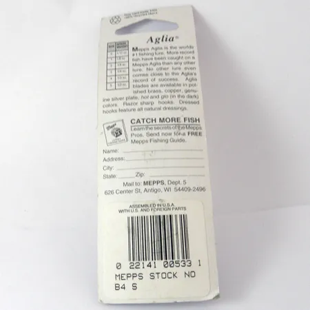 Mepps Aglia 4 Cucchiaino, Argento, 9.4g, Tubetto Rosso, #3942