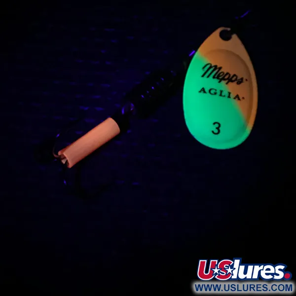 Mepps Aglia 3 UV Cucchiaino, Giallo/Arancio/Oro UV, 7g, Fluorescente, #3983
