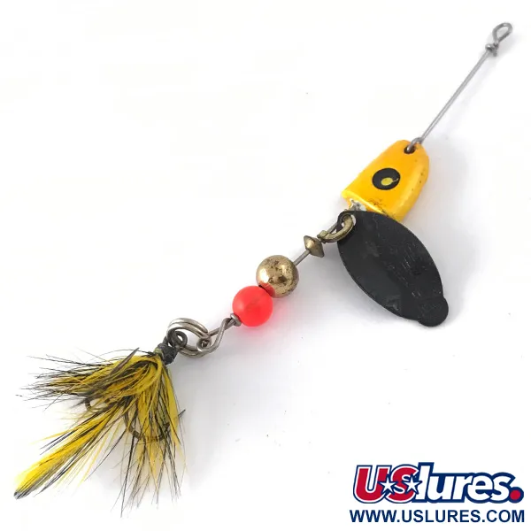 Mepps Lusox 0 Cucchiaino rotante, Nero/Giallo, 7g, Testina piombata, #4110