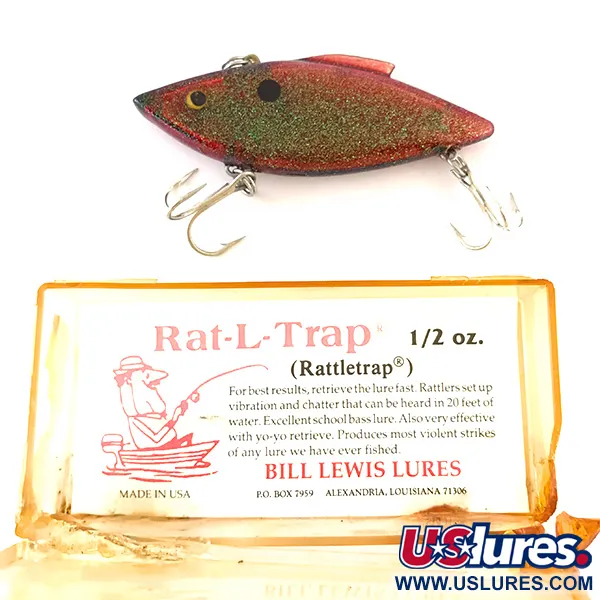 Bill Lewis Rat-L-Trap Lipless, Red Green Glitter, 14g, Rattle, #4793