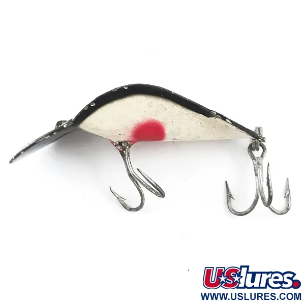 Buck Perry Spoonplug Cucchiaino, Nero/Bianco/Rosso, 7g, Vintage, #5298