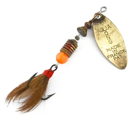 Mepps Aglia Long 1 Dressed Cucchiaino, Ottone/Rosso, 4.5g, Scoiattolo, #5377